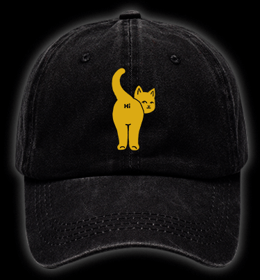 Hi Cat Fun Vintage Washed 100% Cotton Baseball Hat - TheDrunkShark
