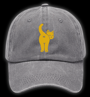Hi Cat Fun Vintage Washed 100% Cotton Baseball Hat - TheDrunkShark