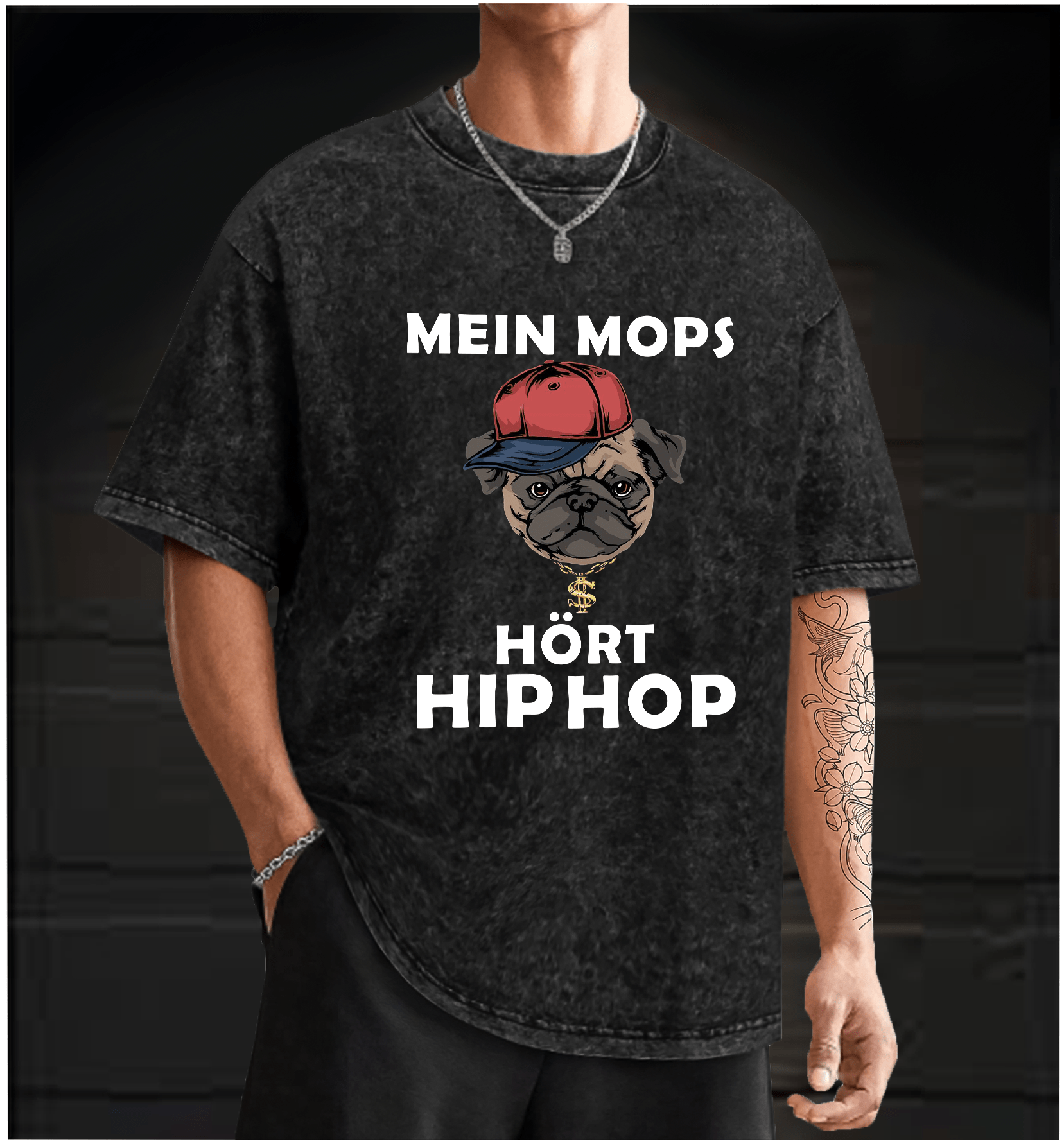 Hip Hop Dog Vintage Washed 100% Cotton T-Shirt - TheDrunkShark