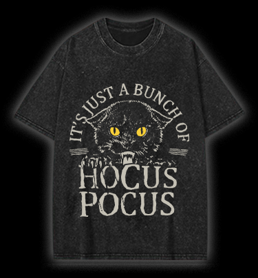 Hocus Pocus Cat Vintage Washed 100% Cotton T-Shirt - TheDrunkShark