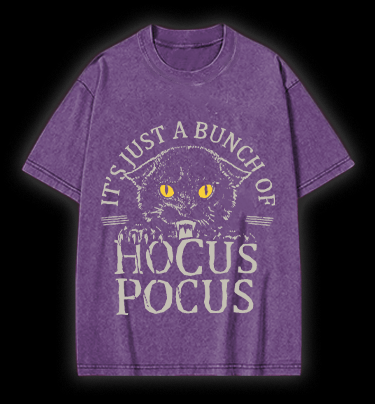 Hocus Pocus Cat Vintage Washed 100% Cotton T-Shirt - TheDrunkShark