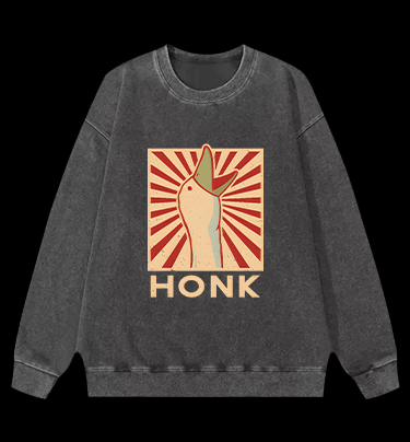 Honk Duck Design Vintage Washed 100% Cotton Sweatshirt - TheDrunkShark