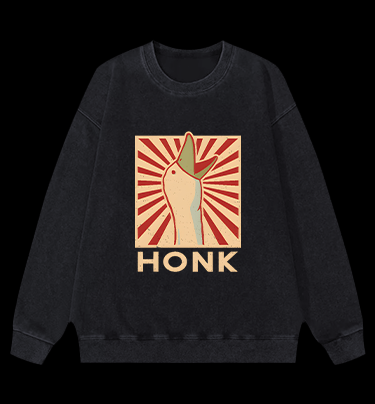 Honk Duck Design Vintage Washed 100% Cotton Sweatshirt - TheDrunkShark