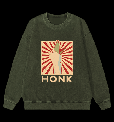 Honk Duck Design Vintage Washed 100% Cotton Sweatshirt - TheDrunkShark
