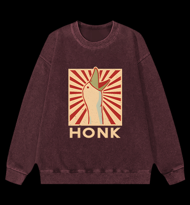 Honk Duck Design Vintage Washed 100% Cotton Sweatshirt - TheDrunkShark