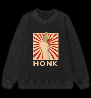 Honk Duck Design Vintage Washed 100% Cotton Sweatshirt - TheDrunkShark