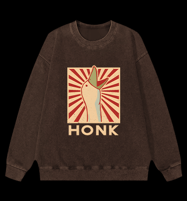 Honk Duck Design Vintage Washed 100% Cotton Sweatshirt - TheDrunkShark