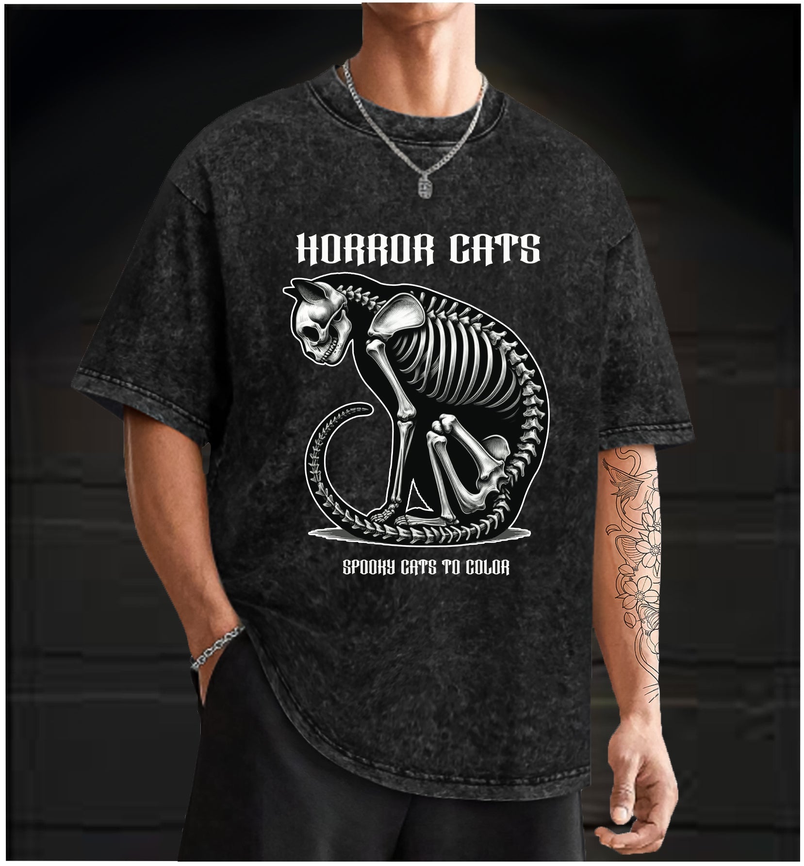  HORROR CATS  Vintage Washed 100% Cotton T-Shirt - TheDrunkShark
