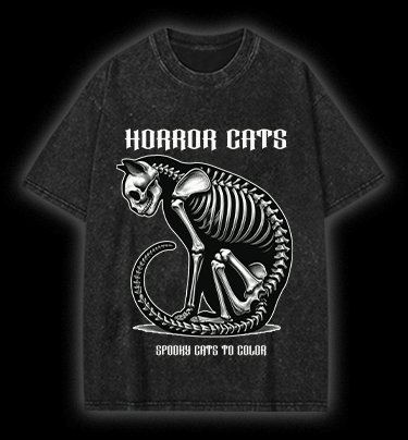  HORROR CATS  Vintage Washed 100% Cotton T-Shirt - TheDrunkShark