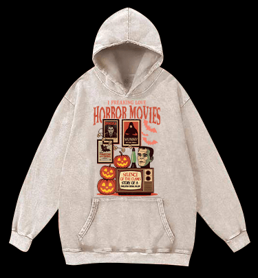 Horror Movies & Halloween Vintage Washed 100% Cotton Hoodie - TheDrunkShark
