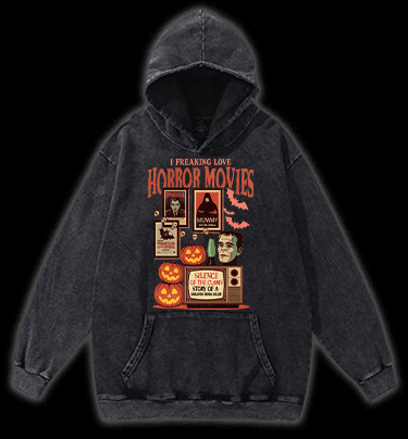 Horror Movies & Halloween Vintage Washed 100% Cotton Hoodie - TheDrunkShark