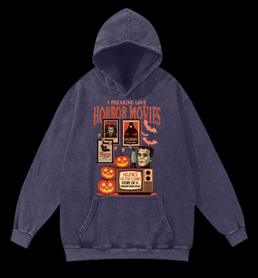 Horror Movies & Halloween Vintage Washed 100% Cotton Hoodie - TheDrunkShark