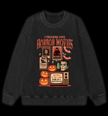 Horror Movies & Halloween Vintage Washed 100% Cotton Sweatshirt - TheDrunkShark