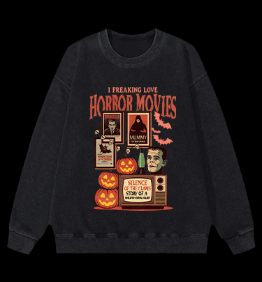 Horror Movies & Halloween Vintage Washed 100% Cotton Sweatshirt - TheDrunkShark