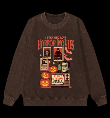 Horror Movies & Halloween Vintage Washed 100% Cotton Sweatshirt - TheDrunkShark