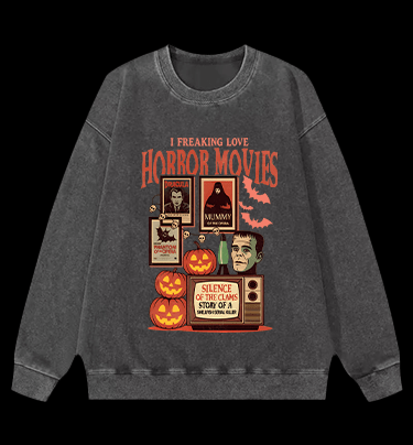 Horror Movies & Halloween Vintage Washed 100% Cotton Sweatshirt - TheDrunkShark