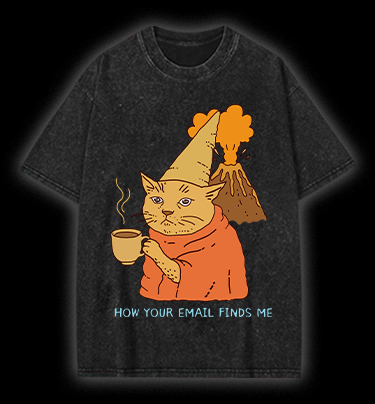 ??How Your Email Finds Me??£¤ Cat Vintage Washed 100% Cotton T-Shirt - TheDrunkShark