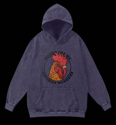 Humorous Chicken Nuggets Guard Vintage Washed 100% Cotton Hoodie - TheDrunkShark