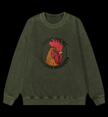 Humorous Chicken Nuggets Guard Vintage Washed 100% Cotton Sweatshirt - TheDrunkShark