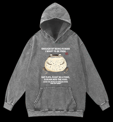 I Want To Become A Frog Vintage Washed 100% Cotton Hoodie - TheDrunkShark