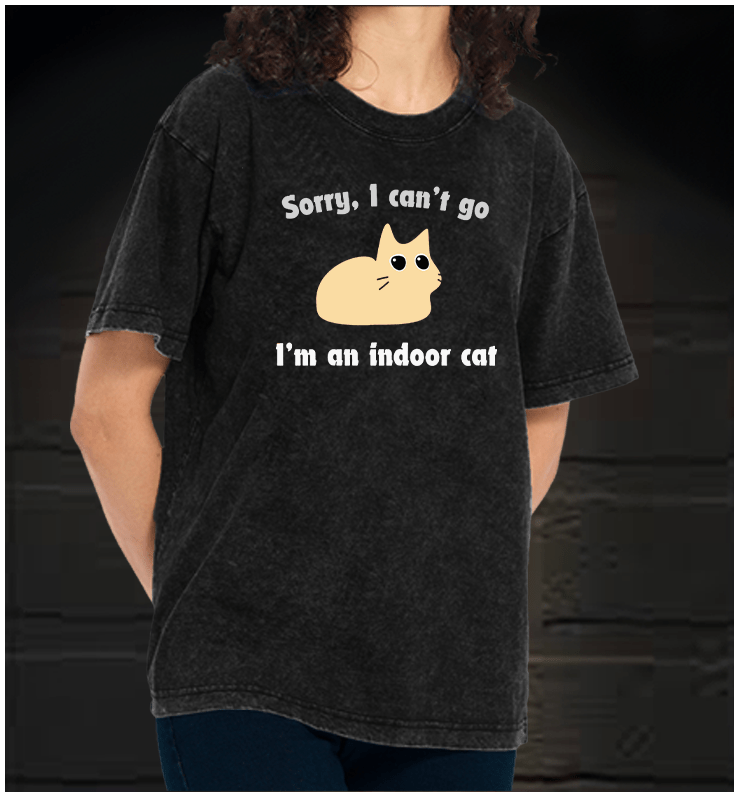 Indoor Cat Vintage Washed 100% Cotton T-Shirt - TheDrunkShark