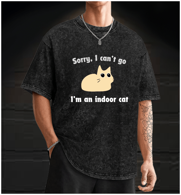 Indoor Cat Vintage Washed 100% Cotton T-Shirt - TheDrunkShark