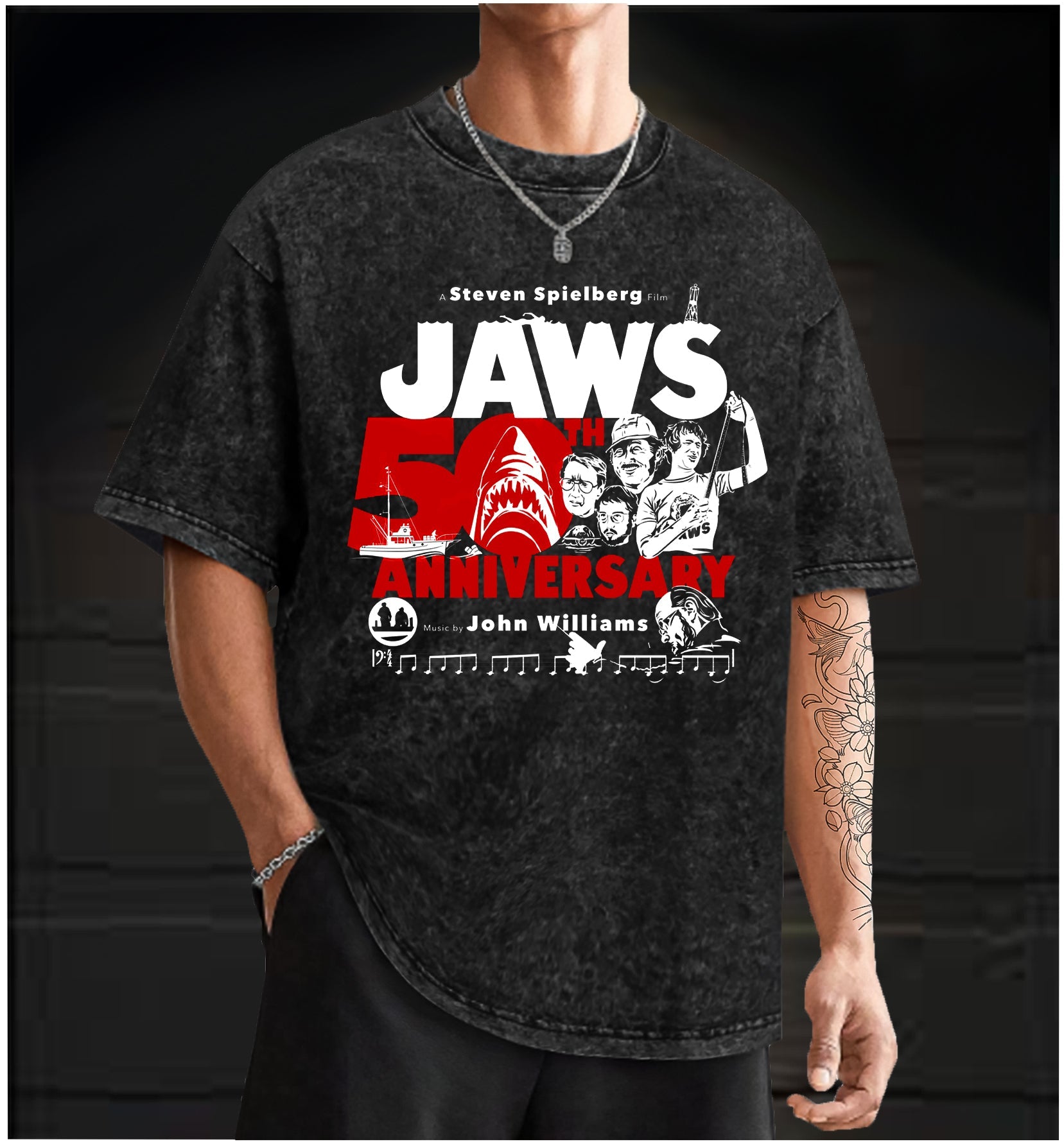  JAWS  Shark Vintage Washed 100% Cotton T-Shirt - TheDrunkShark