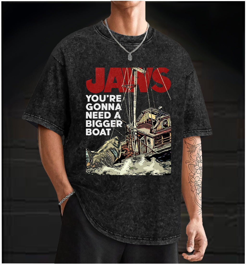  JAWS Shark Vintage Washed 100% Cotton T-Shirt - TheDrunkShark