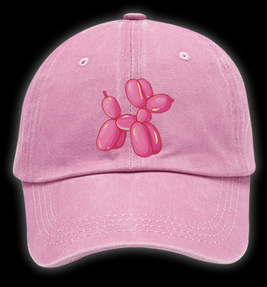 Jeff Koons Pink Balloon Dog Vintage Washed 100% Cotton Baseball Hat - TheDrunkShark