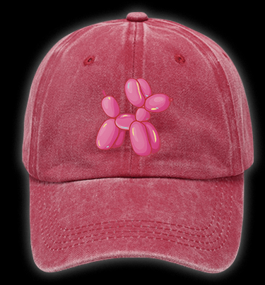 Jeff Koons Pink Balloon Dog Vintage Washed 100% Cotton Baseball Hat - TheDrunkShark