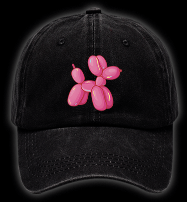 Jeff Koons Pink Balloon Dog Vintage Washed 100% Cotton Baseball Hat - TheDrunkShark
