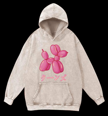 Jeff Koons Pink Balloon Dog Vintage Washed 100% Cotton Hoodie - TheDrunkShark