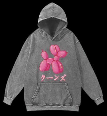 Jeff Koons Pink Balloon Dog Vintage Washed 100% Cotton Hoodie - TheDrunkShark