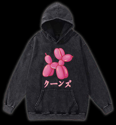 Jeff Koons Pink Balloon Dog Vintage Washed 100% Cotton Hoodie - TheDrunkShark