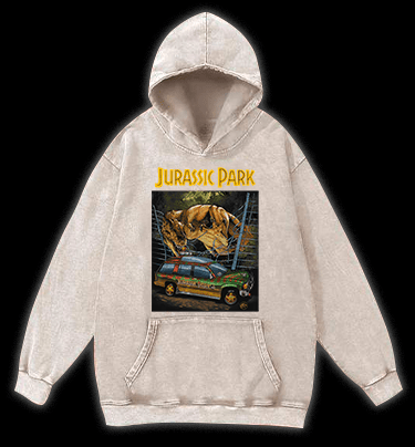 JURASSIC PARK Vintage Washed 100% Cotton Hoodie - TheDrunkShark