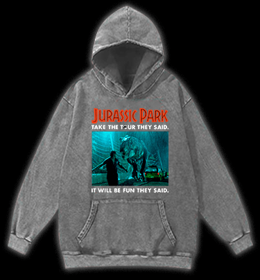 Jurassic Park Vintage Washed 100% Cotton Hoodie - TheDrunkShark