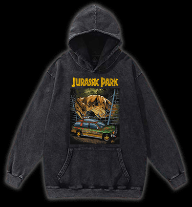 JURASSIC PARK Vintage Washed 100% Cotton Hoodie - TheDrunkShark