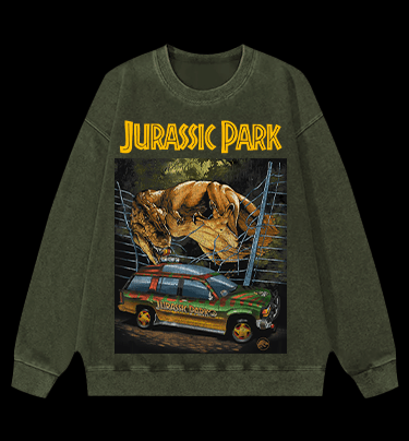 JURASSIC PARK Vintage Washed 100% Cotton Sweatshirt - TheDrunkShark