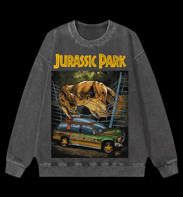 JURASSIC PARK Vintage Washed 100% Cotton Sweatshirt - TheDrunkShark