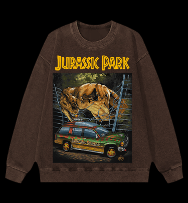 JURASSIC PARK Vintage Washed 100% Cotton Sweatshirt - TheDrunkShark