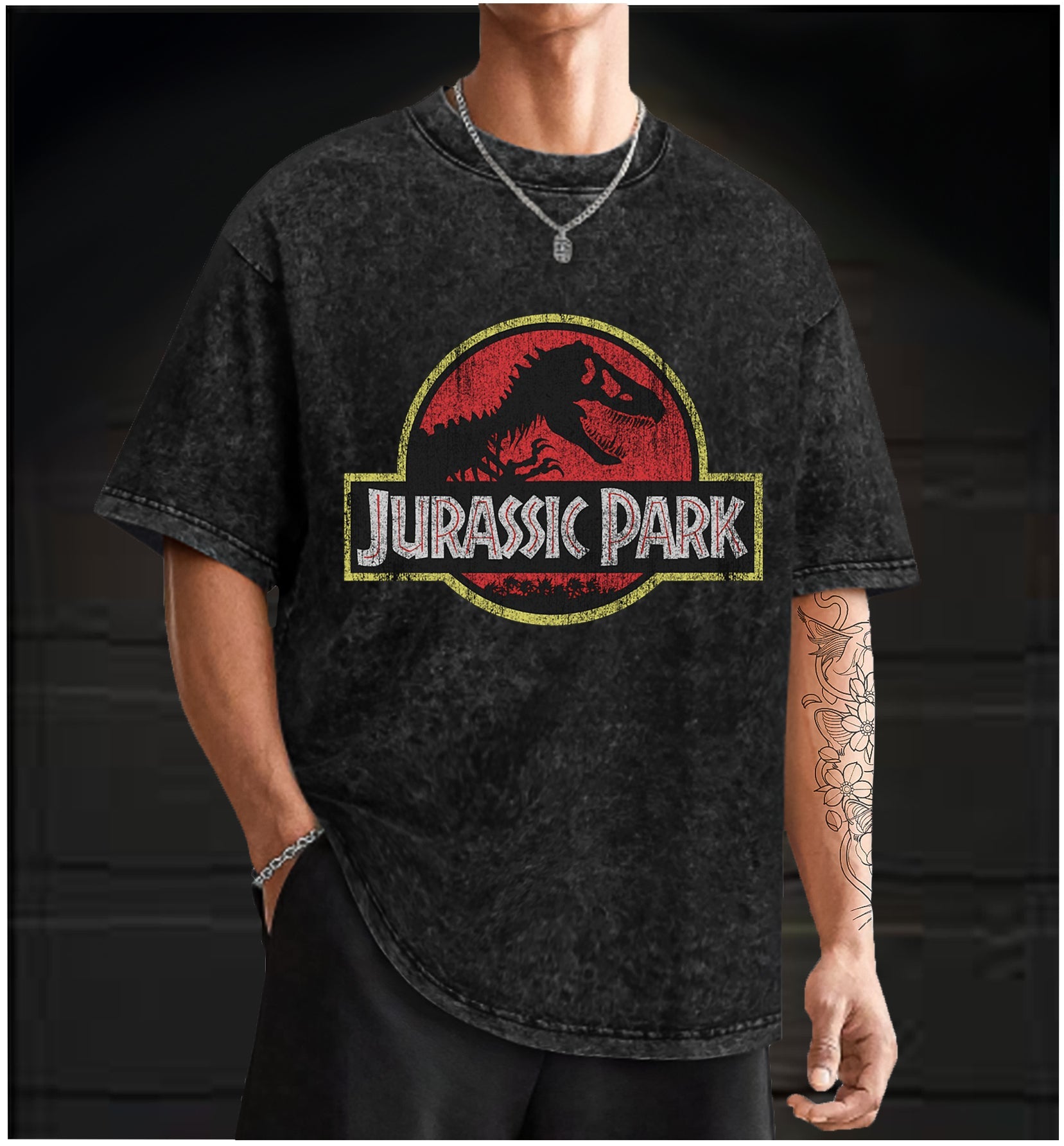 JURASSIC PARK Vintage Washed 100% Cotton T-Shirt - TheDrunkShark