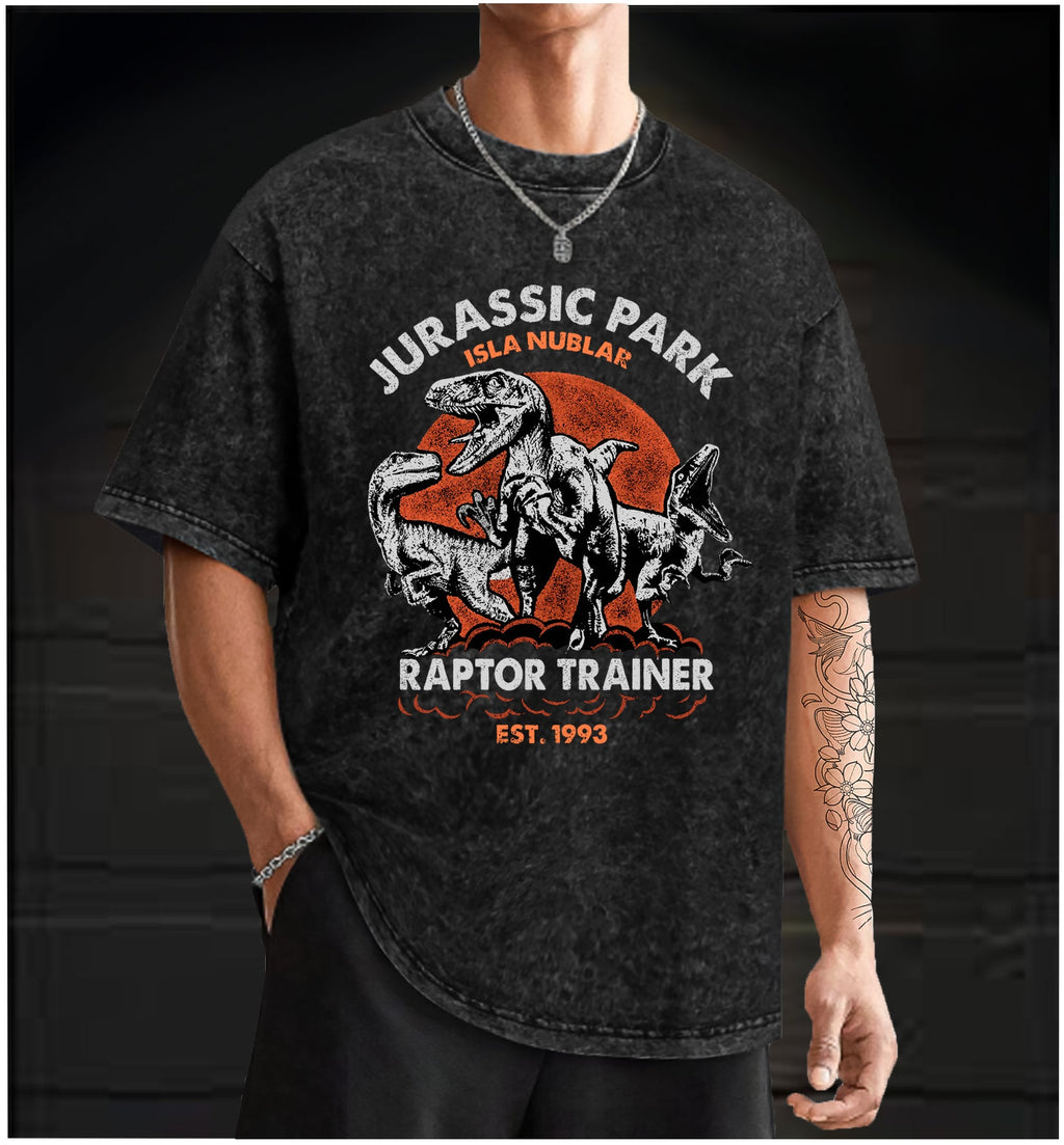  JURASSIC PARK Vintage Washed 100% Cotton T-Shirt - TheDrunkShark