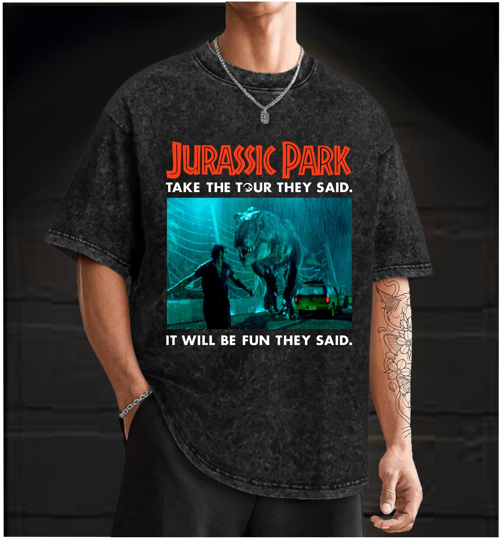  Jurassic Park Vintage Washed 100% Cotton T-Shirt - TheDrunkShark