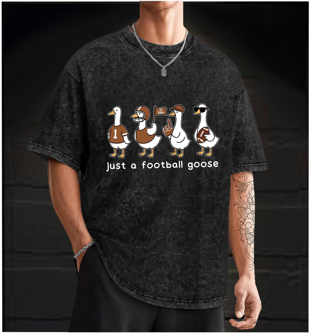  Just a football usa goose  Vintage Washed 100% Cotton T-Shirt - TheDrunkShark