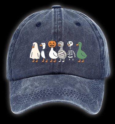 Just A Spooky Goose Vintage Washed 100% Cotton Baseball Hat - TheDrunkShark