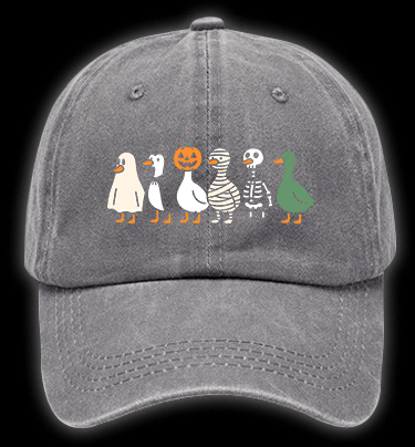 Just A Spooky Goose Vintage Washed 100% Cotton Baseball Hat - TheDrunkShark