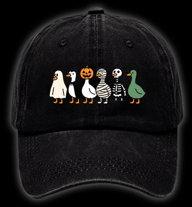 Just A Spooky Goose Vintage Washed 100% Cotton Baseball Hat - TheDrunkShark