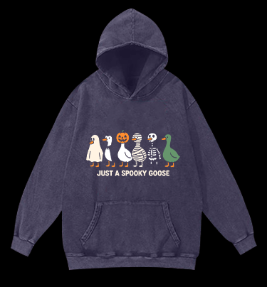 Just A Spooky Goose Vintage Washed 100% Cotton Hoodie - TheDrunkShark