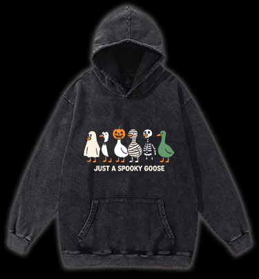 Just A Spooky Goose Vintage Washed 100% Cotton Hoodie - TheDrunkShark