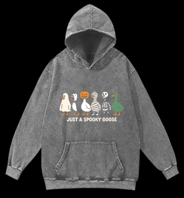 Just A Spooky Goose Vintage Washed 100% Cotton Hoodie - TheDrunkShark